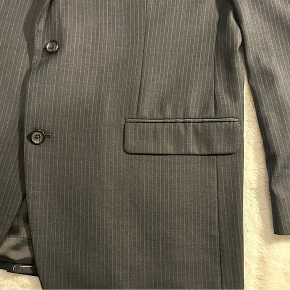 Polo Ralph Lauren Mens 44‎ L Wool Blazer Sport Coat Jacket Gray Striped - Picture 4 of 7
